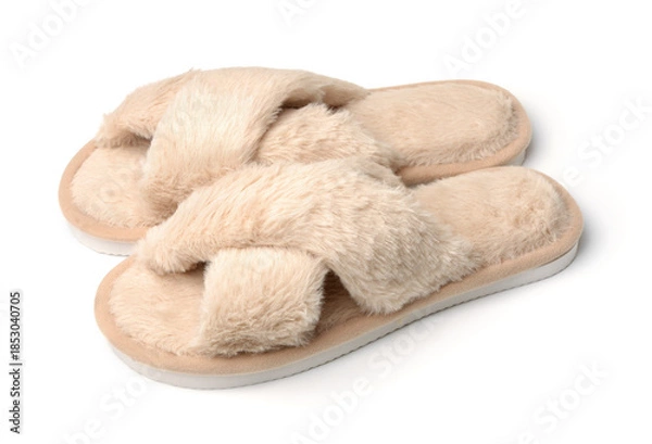 Obraz Pair of fluffy slippers
