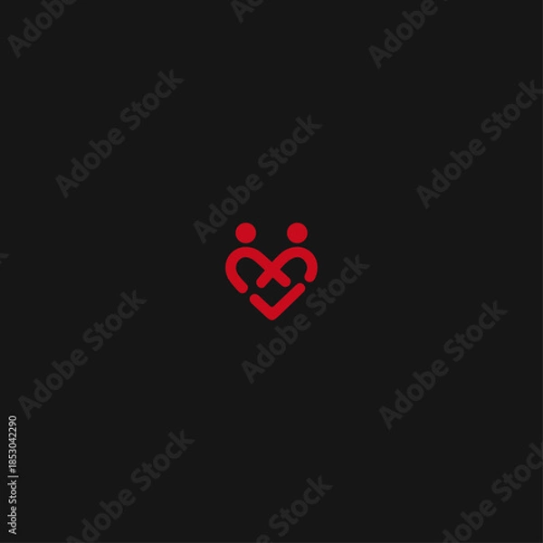 Obraz People love logo Icon flat vector design