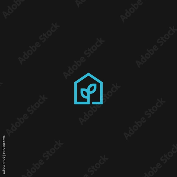 Obraz Green house logo Icon flat vector design