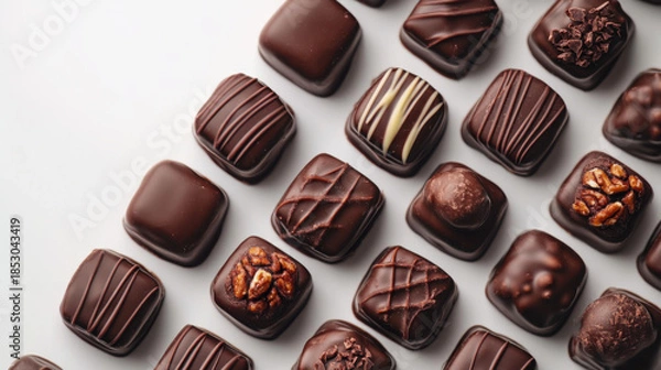 Obraz dark chocolate on white background isolated