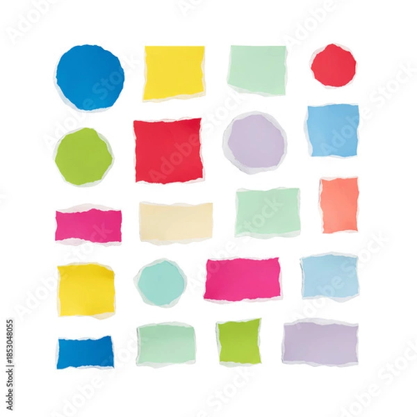 Obraz Colorful torn paper collage elements, element set