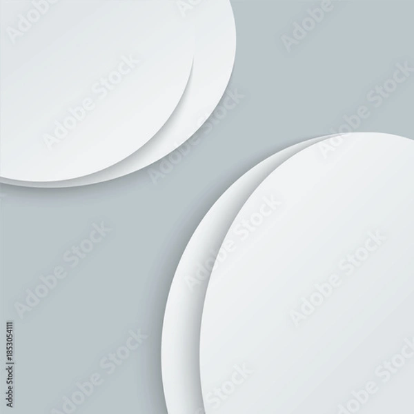 Obraz White paper background. Curved lines on a gray background, shadow overlay, and volume