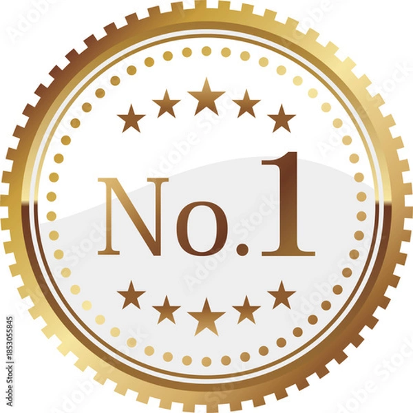 Fototapeta 高級感のあるNo.1のエンブレム　ホワイト＆ゴールド