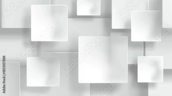 Obraz Creative arrangement of white squares on a light background in a modern design setting