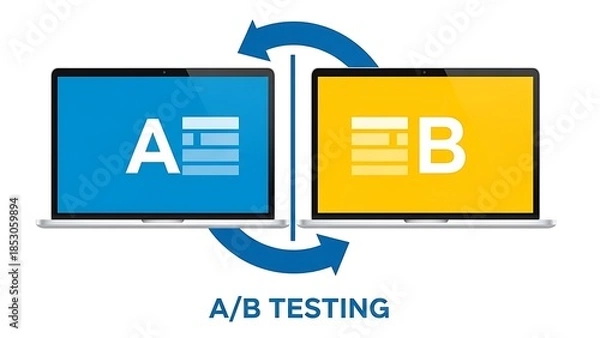 Fototapeta Illustration of ab testing concept with two laptops showing different screen variations
