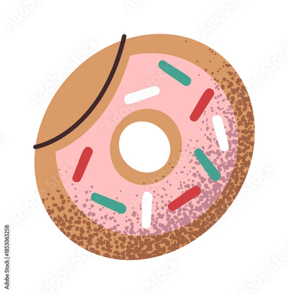 Obraz Sweet pink glazed donut sticker