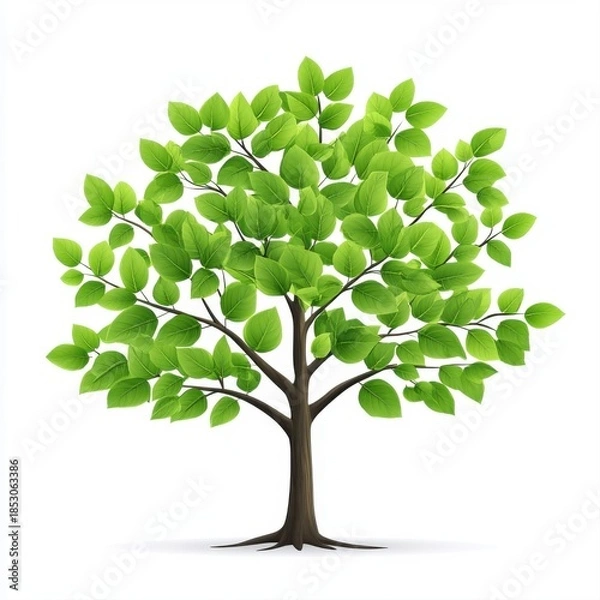 Obraz Lush Green Tree with Vibrant Leaves Isolated on a White Background