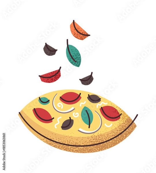 Obraz Pizza cooking process cute sticker