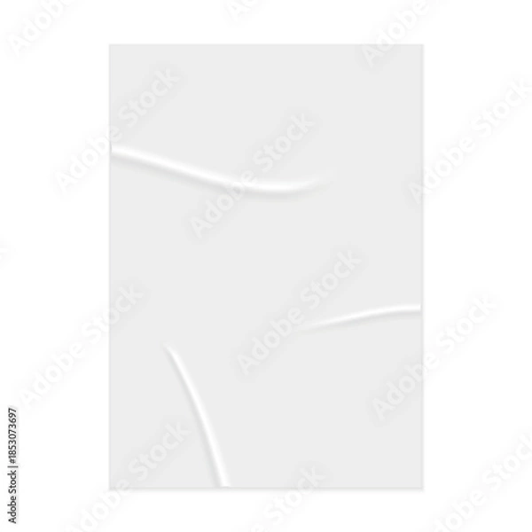 Fototapeta White Wrinkled Poster Mockup with Soft Fold Shadows