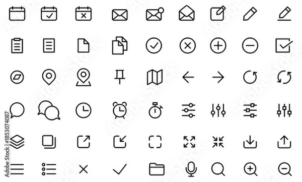 Obraz カレンダー、UI、ユーザーインターフェイスの編集可能なラインアイコン