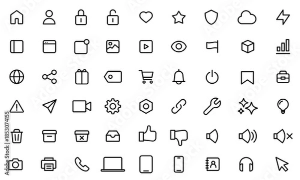 Obraz マイページ、UI、ユーザーインターフェイスの編集可能なラインアイコン