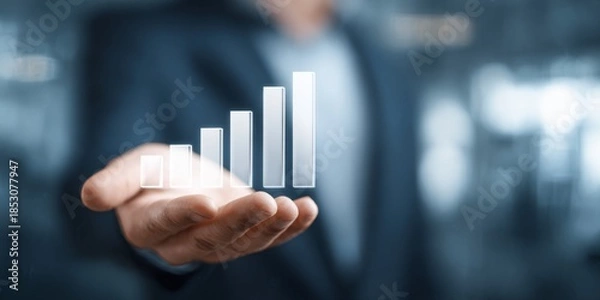 Obraz Person Holding Out Hand With Value Scale Displayed, Concept of Measurement and Personalization in Business or Technology Environment