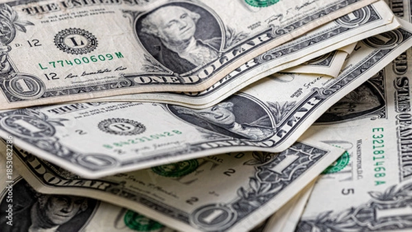 Obraz American one dollar banknotes wallpaper. Close up of money. Wealth concept, free trade, business concept background.
close up of one dollar bills.