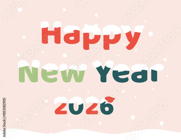 Obraz Happy new year typographic banner on light background