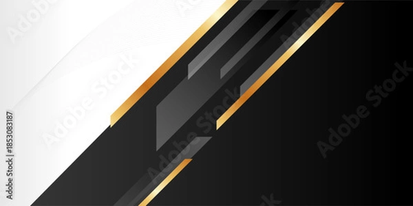 Obraz Abstract geometric shape black and gold background with smooth gradient