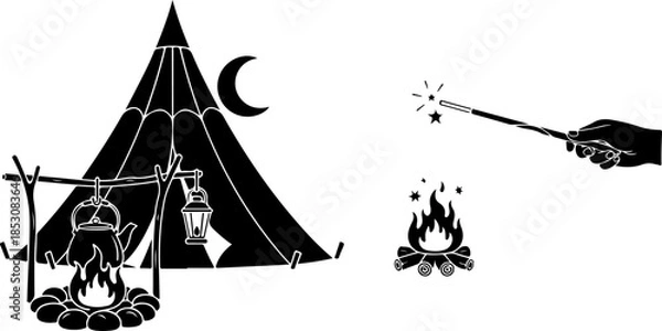 Obraz Mystic Crystal Ornament Icon Vector Set