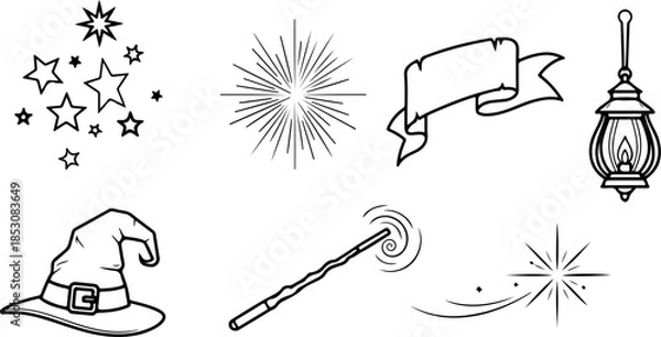 Obraz Mystic Crystal Ornament Icon Vector Set