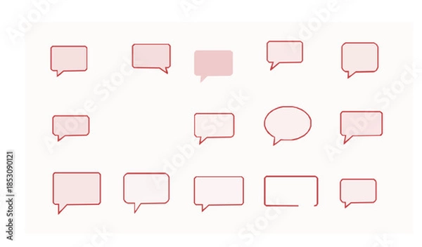 Fototapeta Flat red speech bubble icon set vector chat symbols