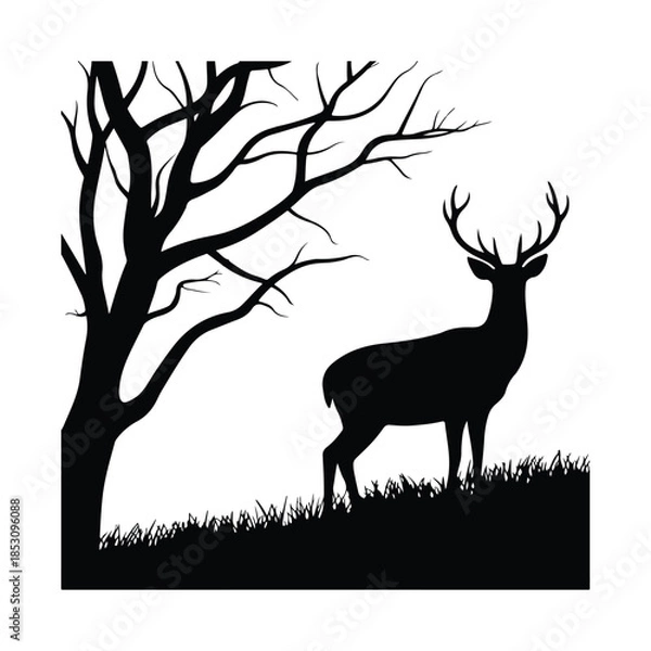 Obraz Majestic Deer Pair in a Serene Winter Forest