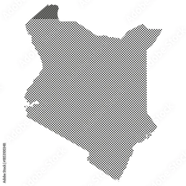 Obraz Kenya map silhouette with dotted halftone pattern graphic illustration
