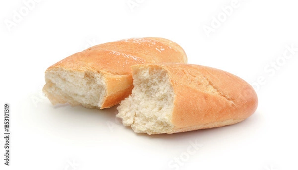 Obraz Wheat broken bread isolated on white.
