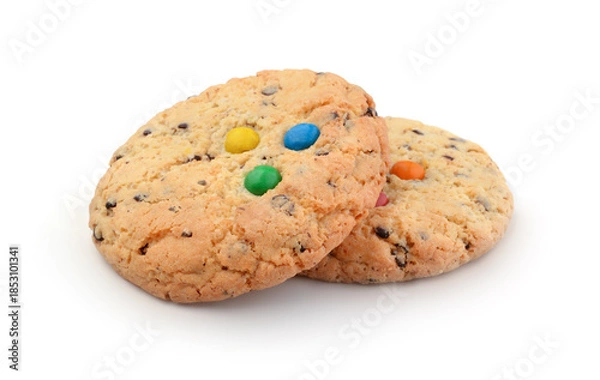 Obraz Round delicious cookies isolated on white.