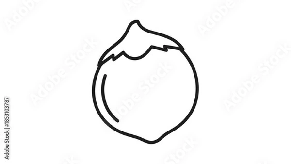Fototapeta Simple line drawing of a nut with shell, Generative AI.