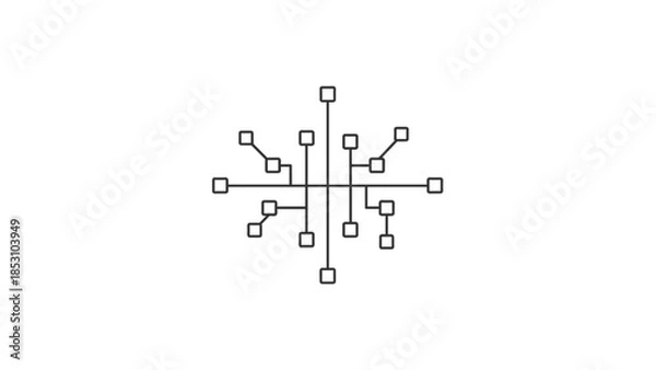 Fototapeta Complex network diagram with interconnected nodes and lines, Generative AI.