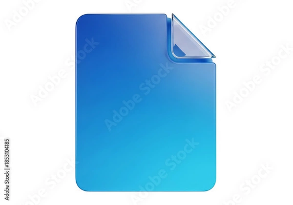 Obraz Blue gradient document icon with folded corner on Transparent background, representing digital files or documents in a modern, sleek style
