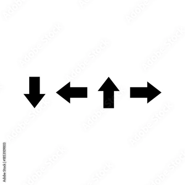 Obraz Right Left Up Down Arrow Set Icon – Four Direction Navigation Symbols