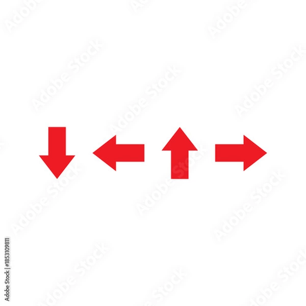 Obraz Right Left Up Down Arrow Set Icon – Four Direction Navigation Symbols