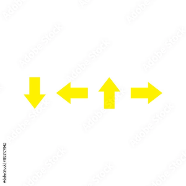 Obraz Right Left Up Down Arrow Set Icon – Four Direction Navigation Symbols