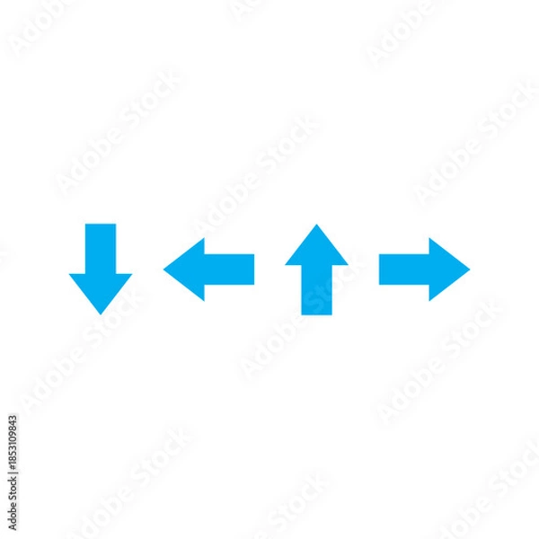Obraz Right Left Up Down Arrow Set Icon – Four Direction Navigation Symbols