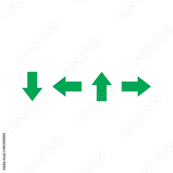 Obraz Right Left Up Down Arrow Set Icon – Four Direction Navigation Symbols