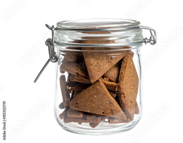 Obraz Triangular cookies fill a clear glass jar