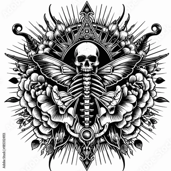 Fototapeta skull with wings