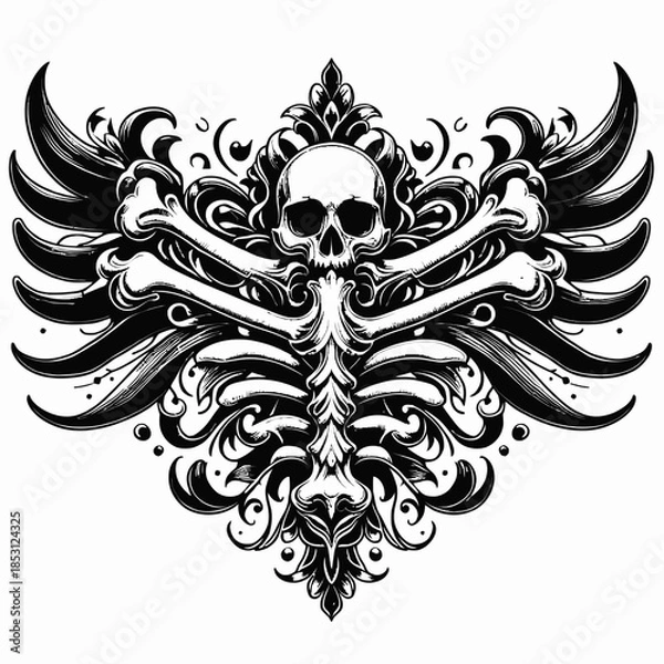 Fototapeta skull with wings