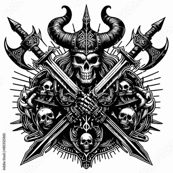 Fototapeta heraldic shield with sword