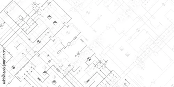 Obraz Electrical diagram. Technical drawing. Engineering industry. Vector illustration .