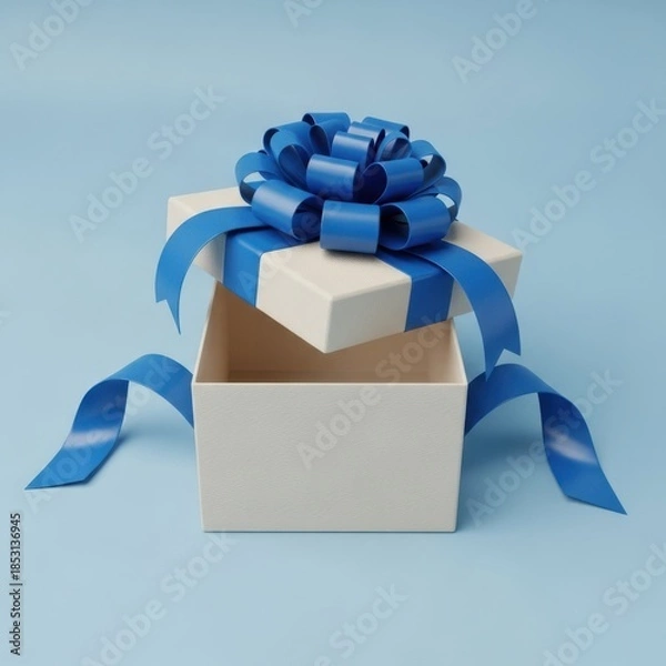 Obraz Elegant gift box with blue ribbon