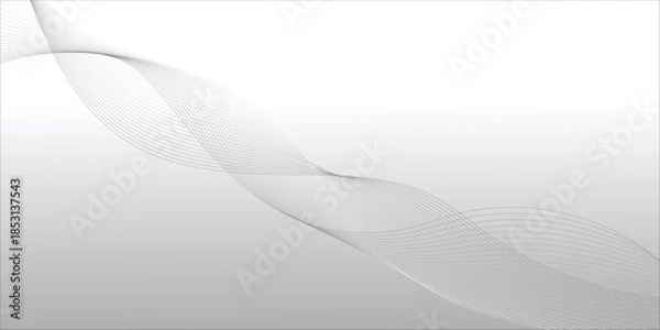 Fototapeta Abstract black smooth wave on a white background. Dynamic sound wave. Design element. Vector illustration.