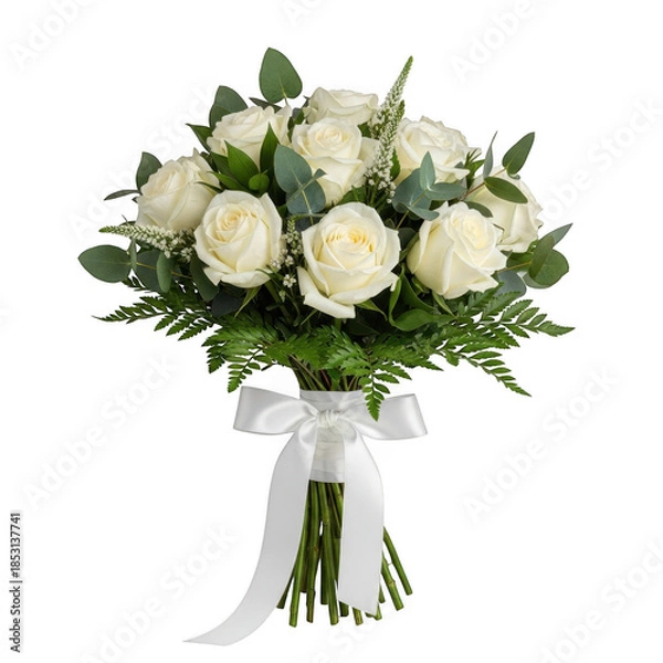 Obraz Elegant white rose bouquet