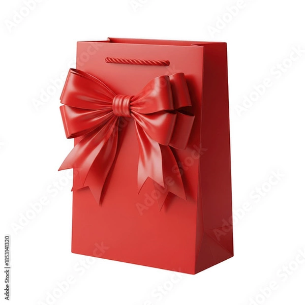 Obraz Red gift bag with bow
