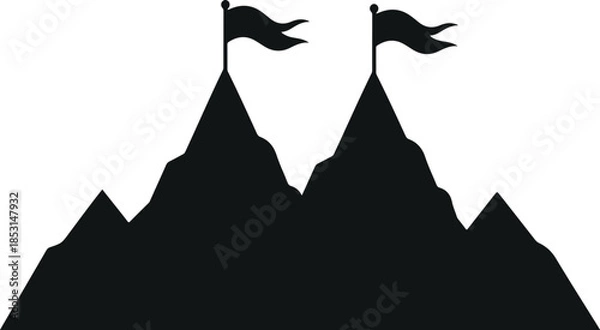 Obraz Mountains with flags