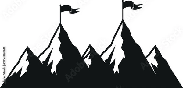Obraz Mountains with flags vector