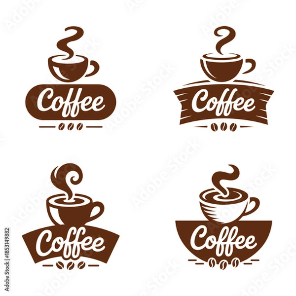 Obraz Warm Coffee Beverage Logo for Cafe Branding