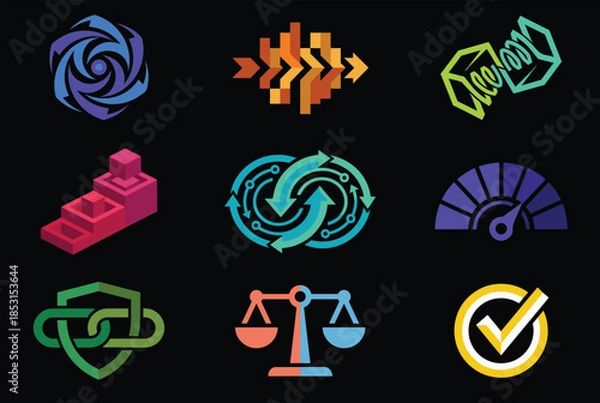 Obraz Vibrant business icons for modern digital projects and presentations