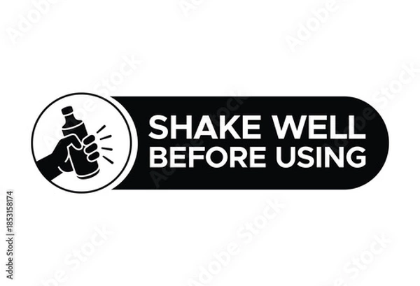 Obraz Shake Well Before Using Label Vector - Product Packaging Instructions Set