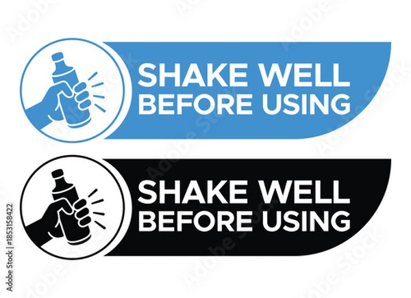 Obraz Shake Well Before Using Label Vector - Product Packaging Instructions Set