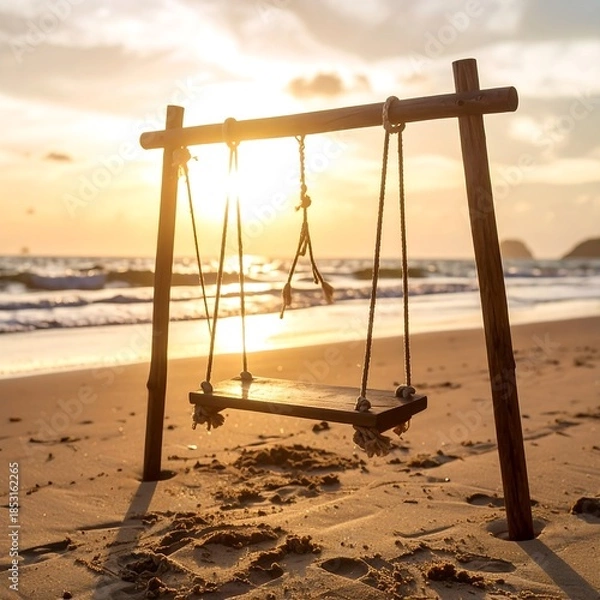Obraz Sunset swing on beach